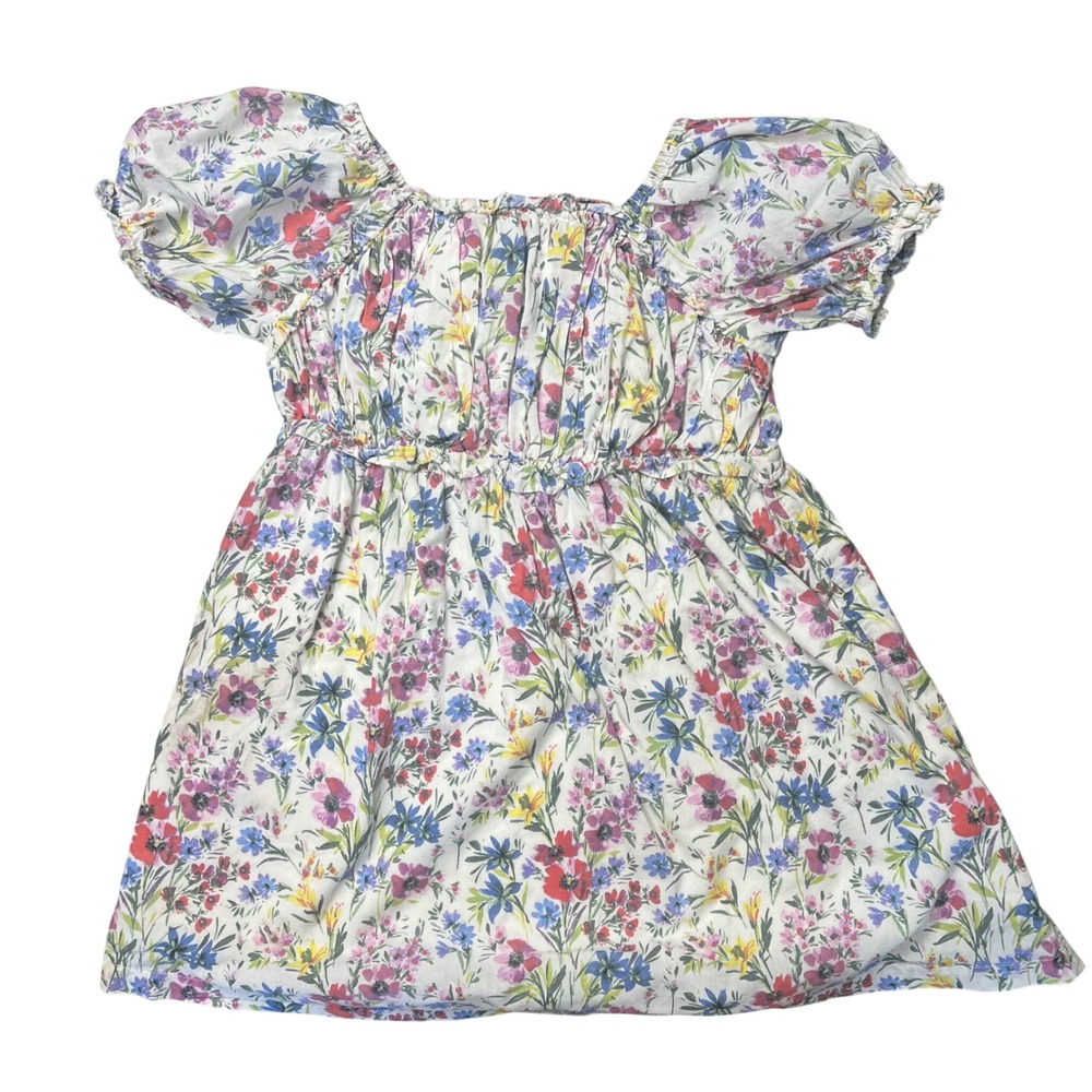 Baby Gap Kids White Floral Puff Sleeve Cotton Dress 5 Years Coastal Beach Summer